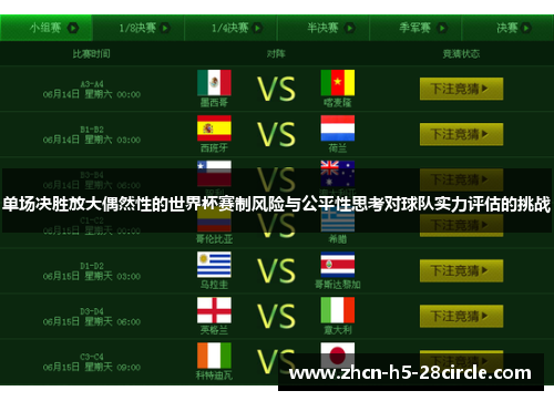 单场决胜放大偶然性的世界杯赛制风险与公平性思考对球队实力评估的挑战